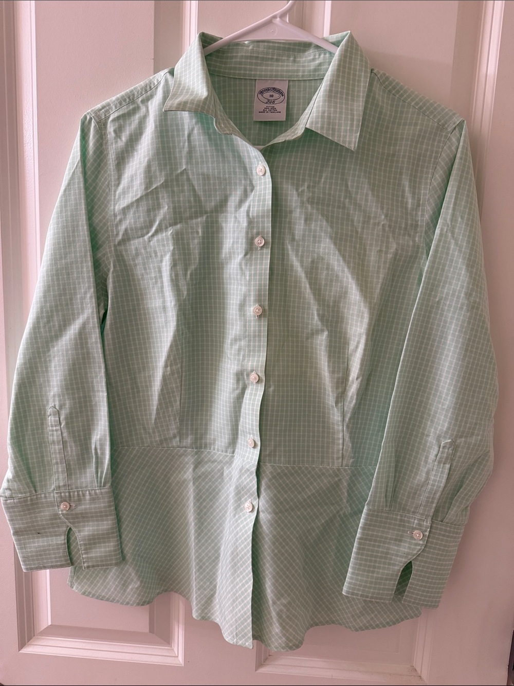 Brooks Brothers Light Green Windowpane Button-Down Shirt